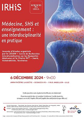 Affiche journée d'études "Médecine, SHS et enseignement : une interdisciplinarité en pratique" (image)