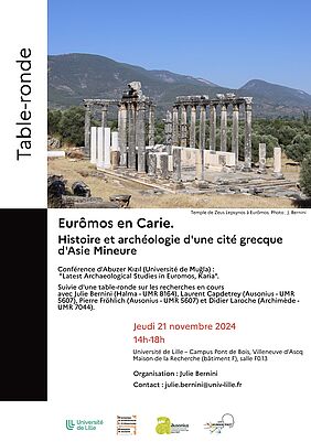 Affiche Table-ronde "Eurômos en Carie. Histoire et archéologie d'une cité grecque d'Asie Mineure" (image)