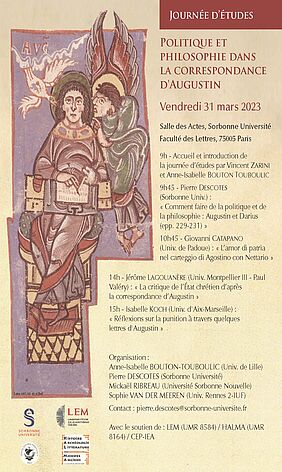 Affiche Journée d'études "Politique et philosophie dans la correspondance d'Augustin"