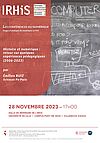 Affiche Conférence d'Émilien Ruiz "Histoire et numérique : retour sur quelques expériences pédagogiques (2006-2023)"
