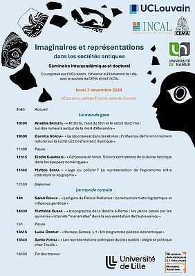 Affiche Séminaire "Imaginaires et représentations dans les sociétés antiques" (image)