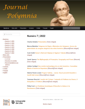 Parution du Numéro 7 de la revue Polymnia