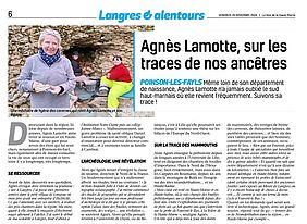 Article consacré à Agnès Lamotte dans "La voix de la Haute-Marne" (image)