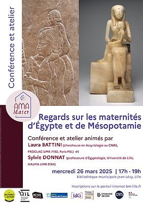 Affiche Conférence et atelier "Regard sur les maternités d'Égypte et de Mésopotamie" (image)