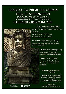 Affiche Journée d'études et d’agrégations de Lettres classiques et de philosophie : "Lucrèce : la poésie des atomes hier et aujourd'hui" (image)