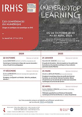 Programme Les conférences du numérique - Usages et pratiques du numérique en SHS (image)